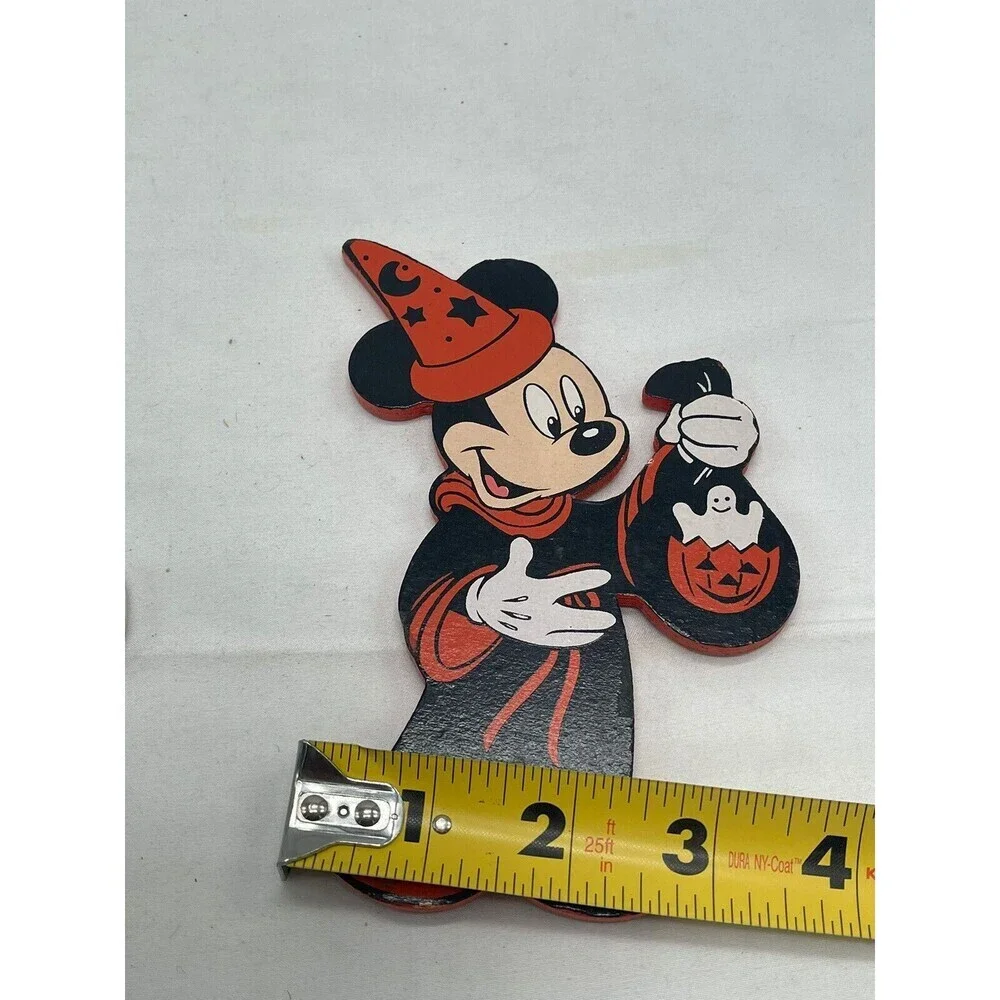 Vintage Walt Disney Co HALLOWEEN 2 MICKEY MOUSE 6” Wooden Ornament 1987 RARE